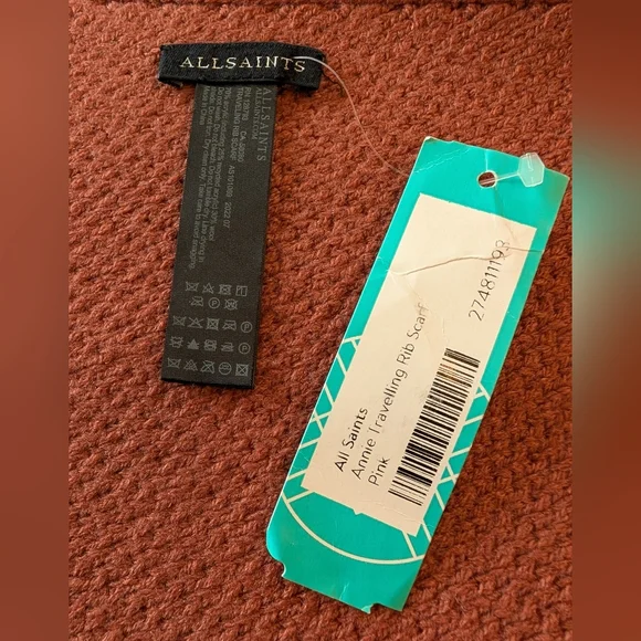 All Saints Brick Colored Acrylic/Wool Blend Scarf - NEW - Picture 4 of 6